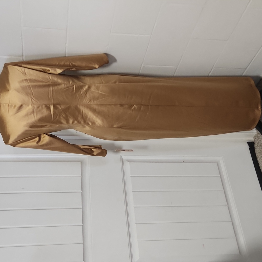 JM Studio Size 14 Elegant Gold Wrap-style Maxi Dress - Picture 3 of 5